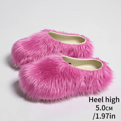 Modern Slippers Women's Faux Fur Adult Platform Mule Shoes Thick Sole Slides