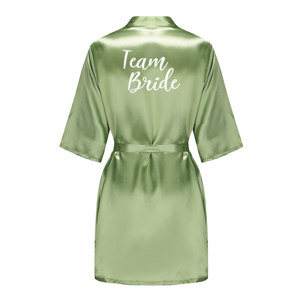 Satin Silk Robes Plus Size Wedding Bathrobe Bride Bridesmaid Mother Maid of Honor Gown Women Clothing Sleepwear Sage Green