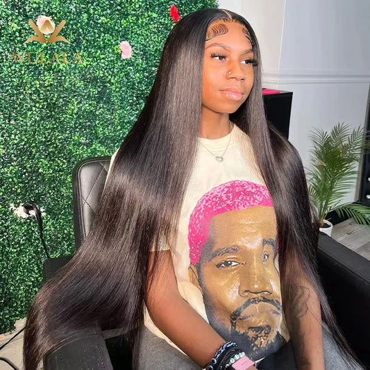 250 Density 40 Inch Bone Straight 13x4 13x6 360 Lace Front Wig Hd Transparent Lace Frontal Wig Human Hair Pre Plucked Lace Wigs