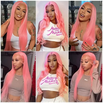 30 Inch Lace Front Wig Human Hair 13x6 Straight Pink HD Lace Frontal Wig Human Hair Pink Lace Front Wig Human Hair For Women