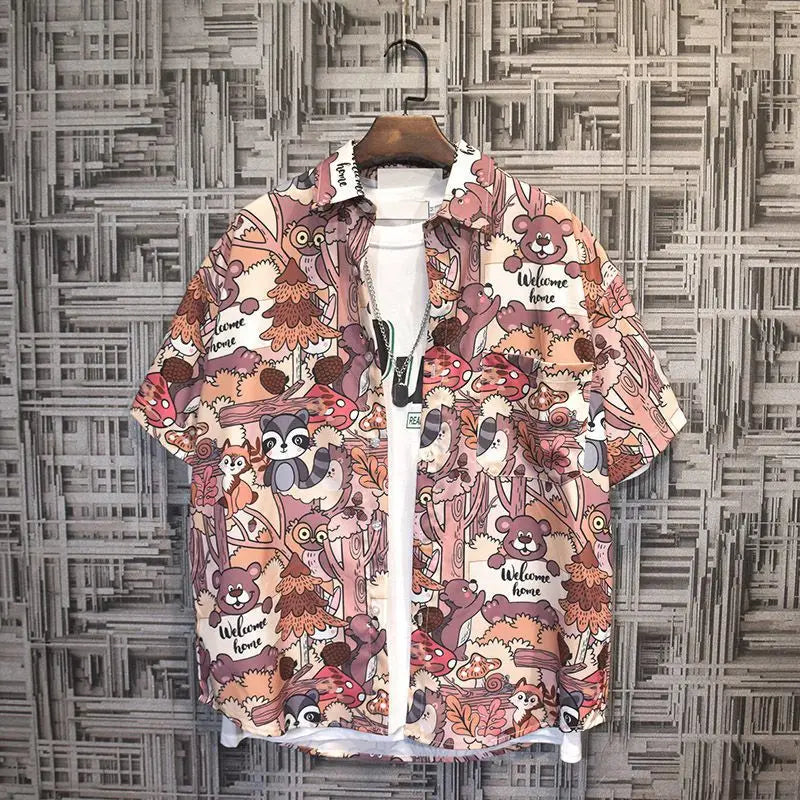 Printed Shirts and Blouses for Men Colourful Hip Hop Clothing Geometric Funny Man Tops Hawaiian Graphic with Pocket Floral Xxl S