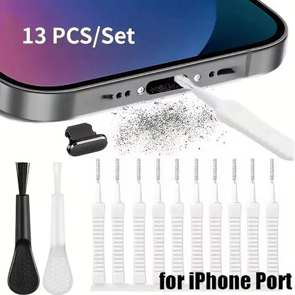 Mobile Phone Speaker Charging Port Cleaning Set Dust Plug for iPhone 16 15 14 Earphones Clean Kit Brush for Samsung Xiaomi