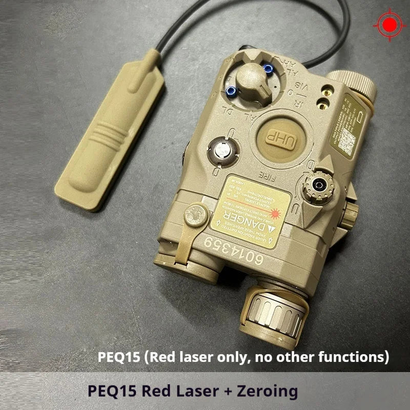 Tactical Airsoft PEQ-15 PEQ15 LA5C Red Dot Green Blue IR Fill Light Laser Indicator Weapon Scout Light LED Strobe Flashlight PEQ