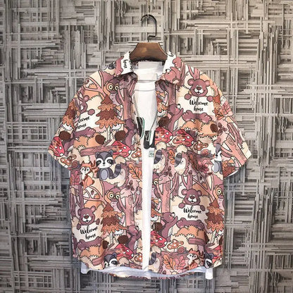 Printed Shirts and Blouses for Men Colourful Hip Hop Clothing Geometric Funny Man Tops Hawaiian Graphic with Pocket Floral Xxl S