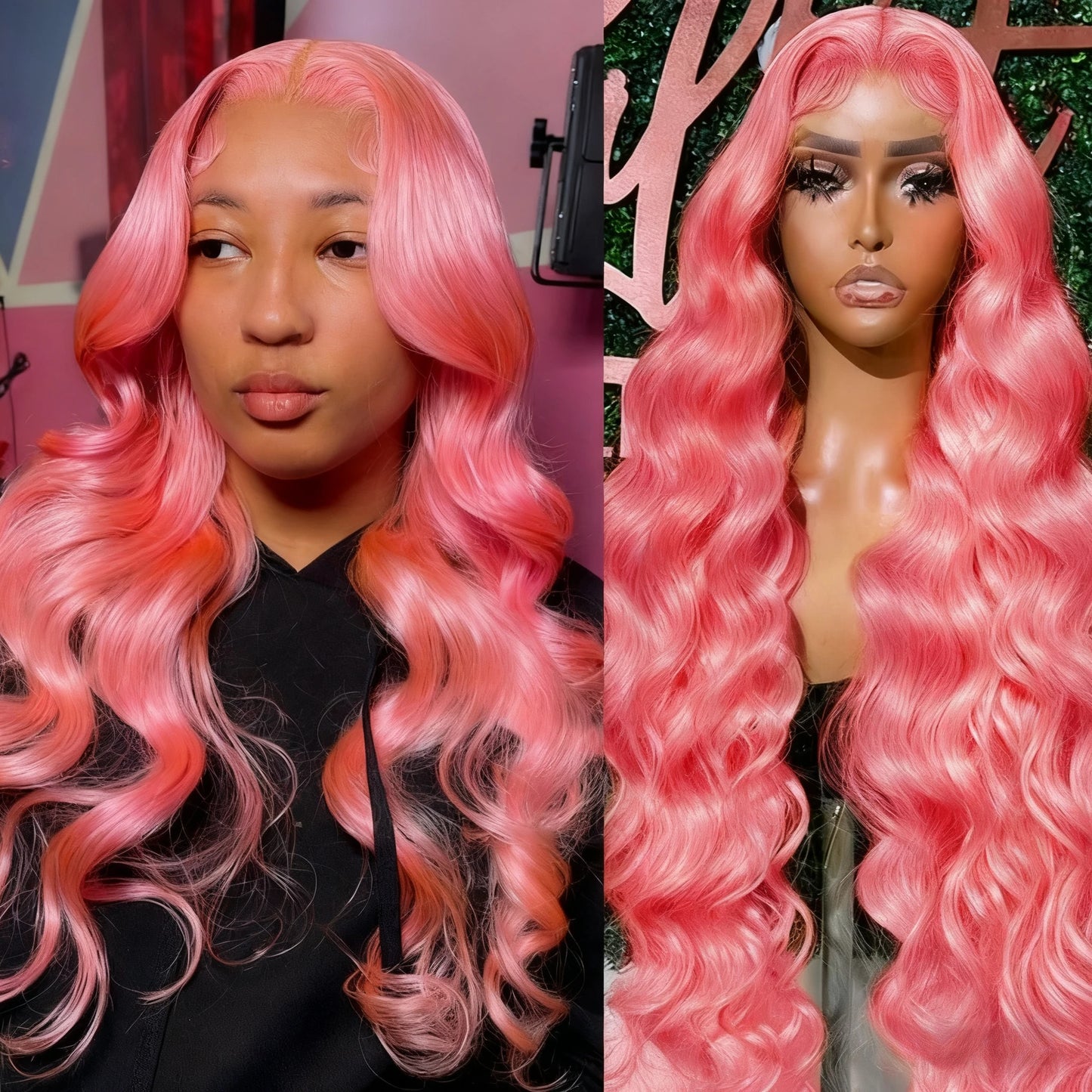 Pink Body Wave 13x4 13x6 HD Transparent Lace Frontal Wigs 30  Inch Lace Front Wig Color Human Hair Wigs Pre Plucked For Women