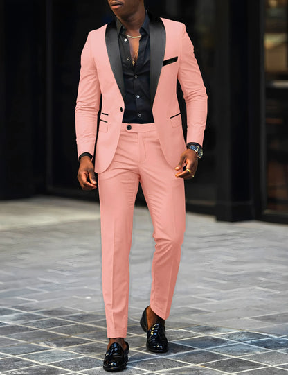 2-Piece Men's Suit Suitable For Wedding Business Suits, Single Button Jackets And Pants Sets, Slim Fit Jacket Sets