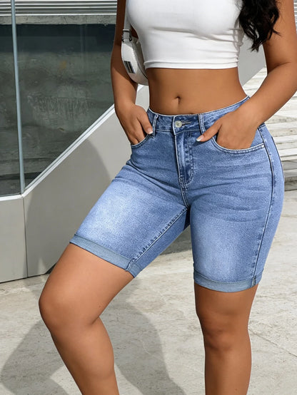 Men and Women Jeans Unisex Blue Slim Denim Shorts Harajuku Drip No accessories or belts included