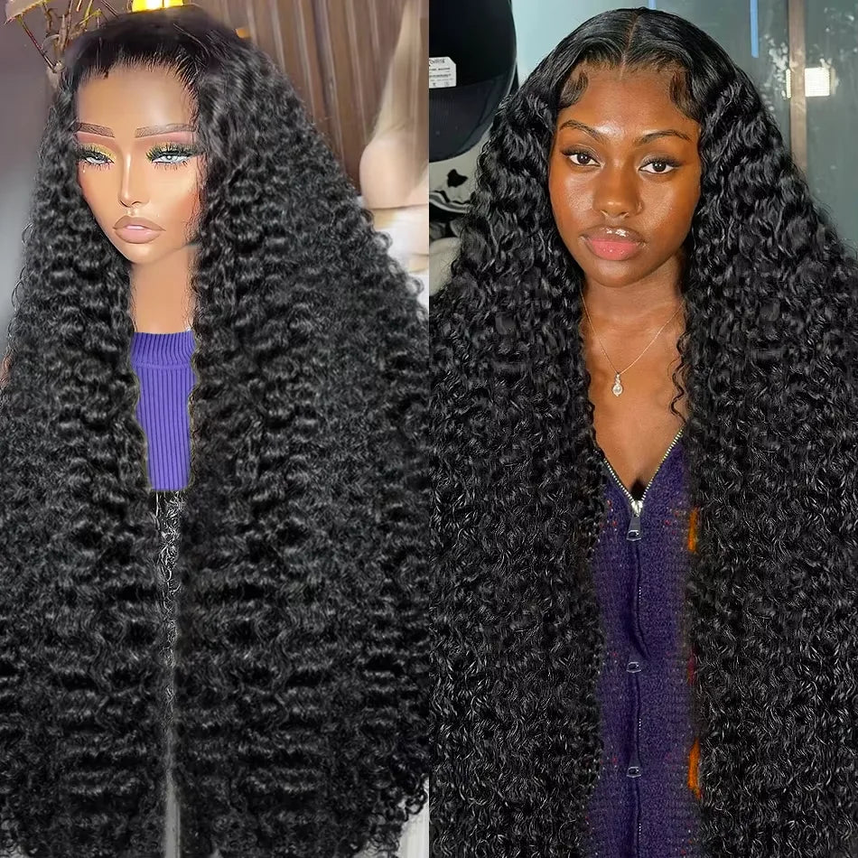 250% Density Brazilian Raw 30 32 inch 13x6 HD Lace Front Human Hair Wigs Deep Wave 13x4 Frontal Wigs Curly Glueless Closure Wigs