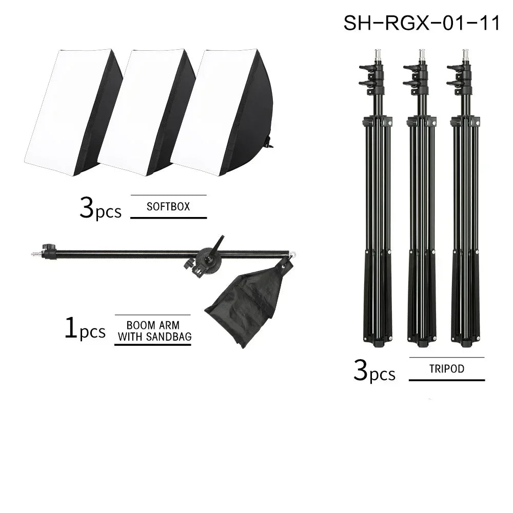 Softbox Light Photography Kit Photo 2M Tripiod for Soft Box Disc Light Led 45W Photo Studio Stand Lighting Shooting Lamp Video