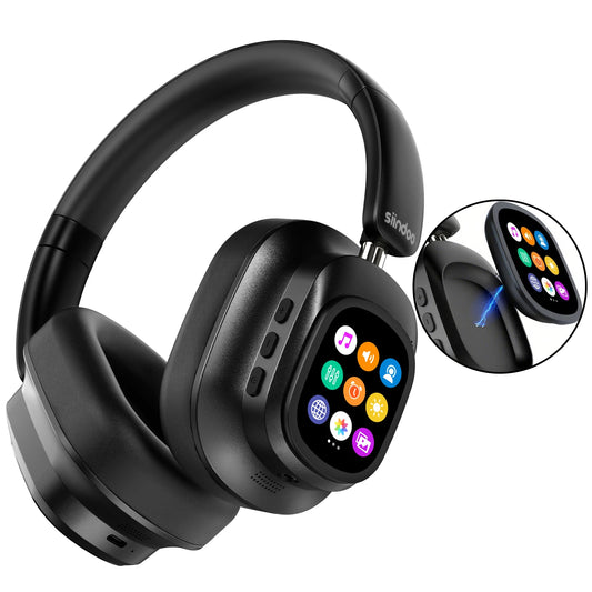 Siindoo JH-ANC930Plus Active Noise Cancelling Headphones, Hybrid Wireless Headphone With Multi Magnetic Touch Control LED Screen