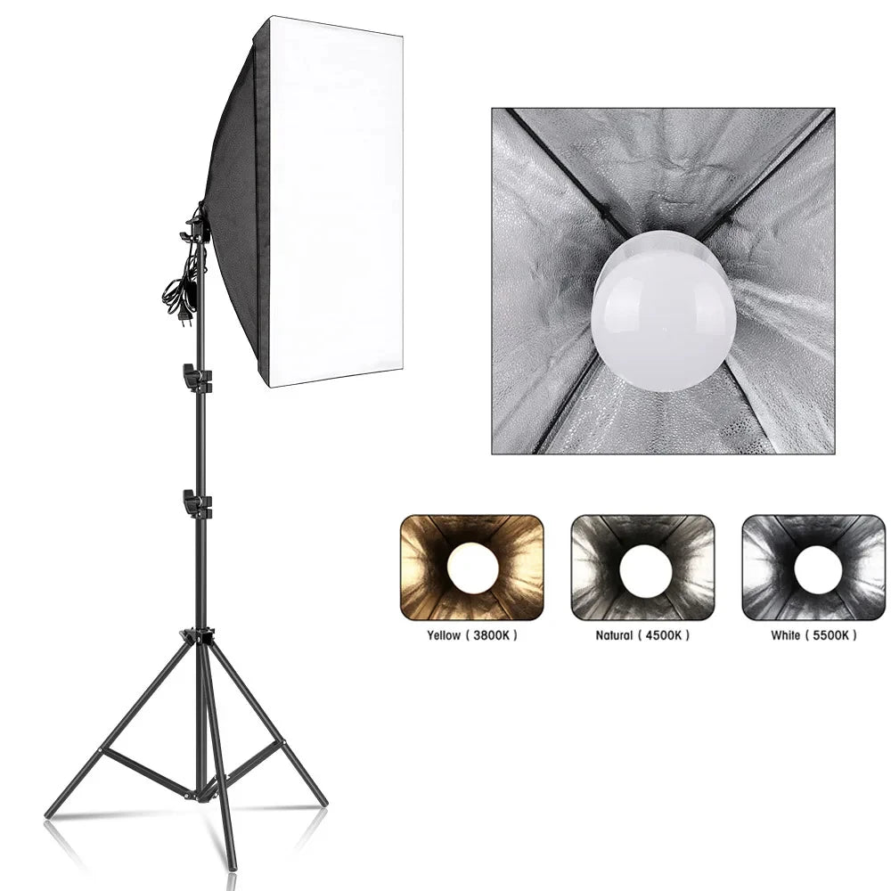 Softbox Light Photography Kit Photo 2M Tripiod for Soft Box Disc Light Led 45W Photo Studio Stand Lighting Shooting Lamp Video