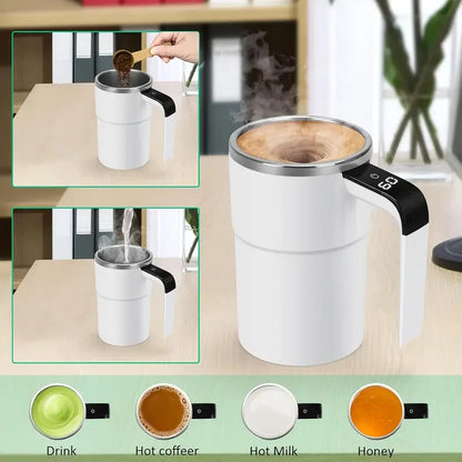 Smart mixing coffee cup LED display|USB charging|magnetic mixing function