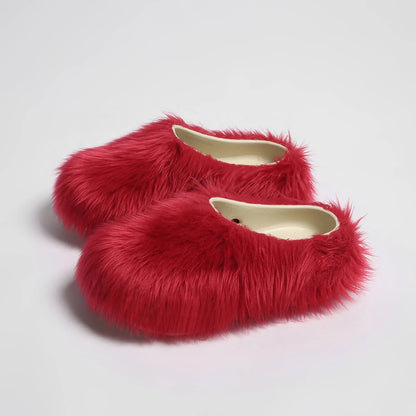 Modern Slippers Women's Faux Fur Adult Platform Mule Shoes Thick Sole Slides