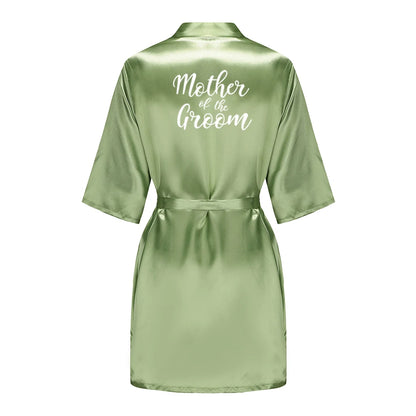 Satin Silk Robes Plus Size Wedding Bathrobe Bride Bridesmaid Mother Maid of Honor Gown Women Clothing Sleepwear Sage Green