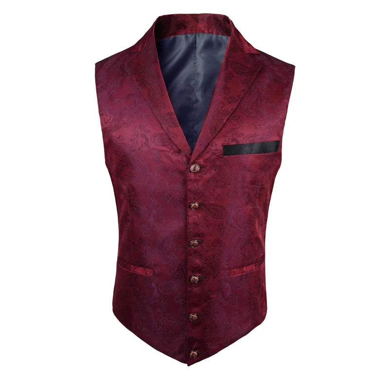 2025 New High-end Suit Collar Jacquard White Vest for Men, Black Sleeveless Waistcoat,navy Blue Billiards Uniform,magician Vests