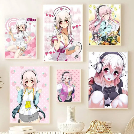 S-Super S-Sonico Poster Picture Canvas Painting Wall Art Home Decoration Print For Living Room Decor