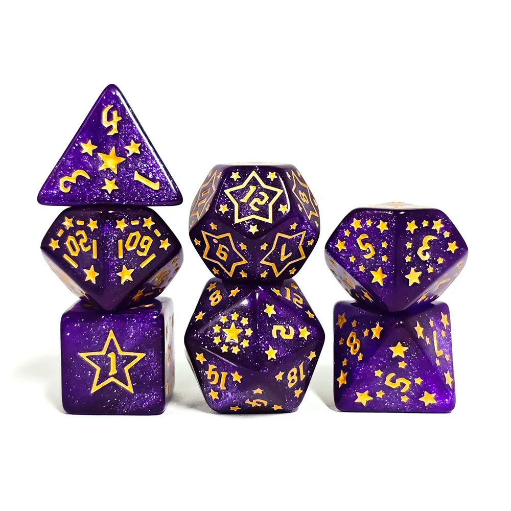 7Pcs/set Dungeons and Dragons Acrylic Beautiful Stars Dice Set for Home Club KTV Entertainment Accessory
