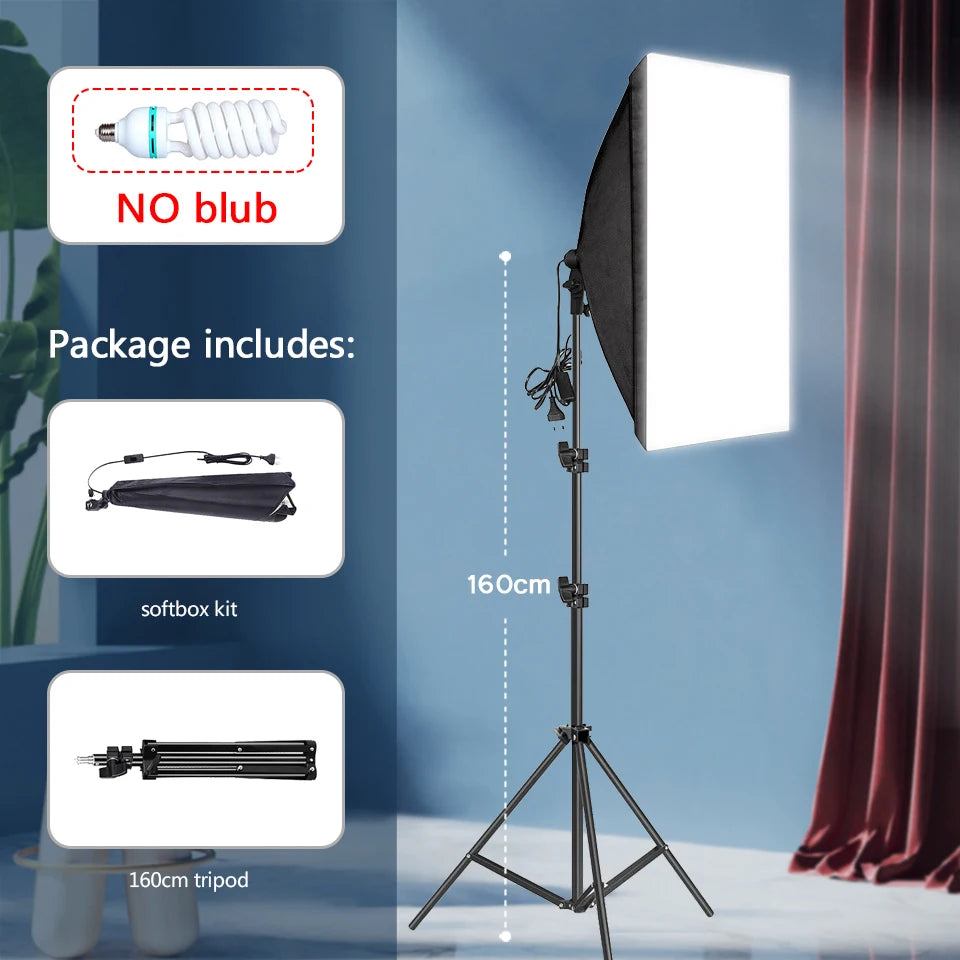 Professional Photography softbox Lighting soft box With Tripod E27 Photographic Bulb Continuous Light System for Photo studio