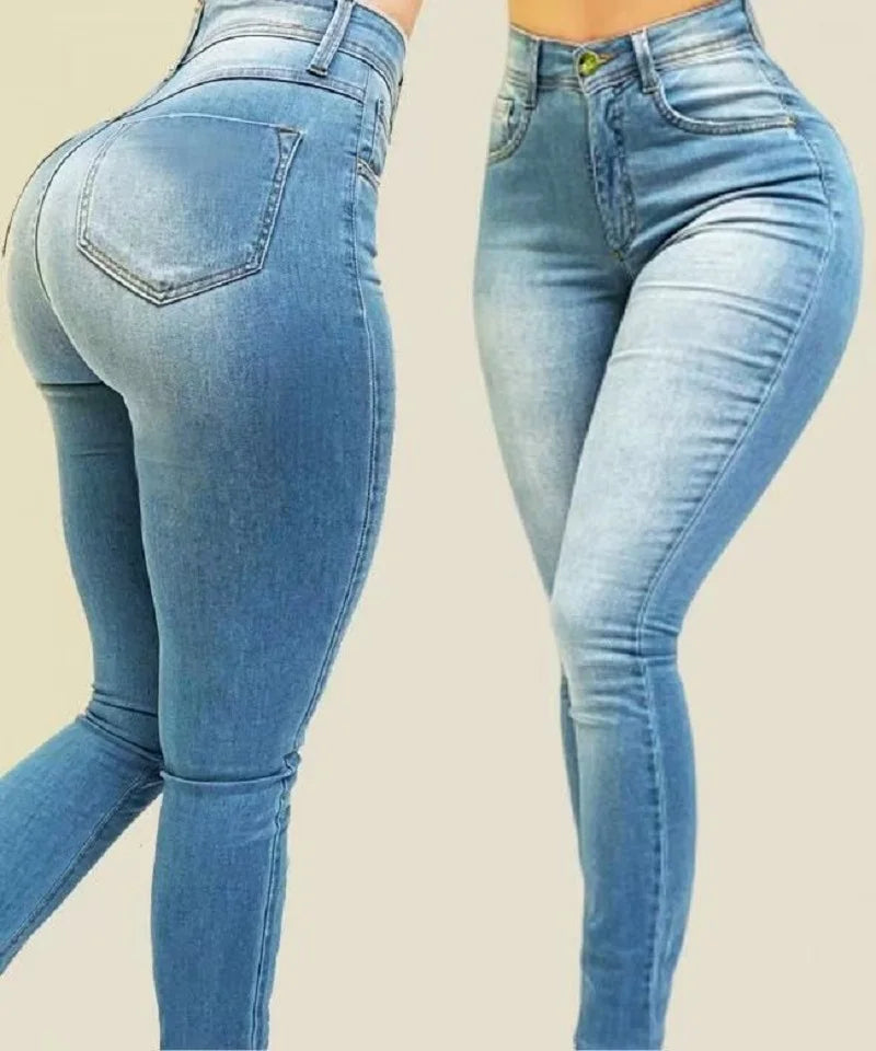 2025 New Ultra High Stretch Denim Inspired Leggings for Women High Waist Slim Fit Lifted Buttocks Tight Pants for Women