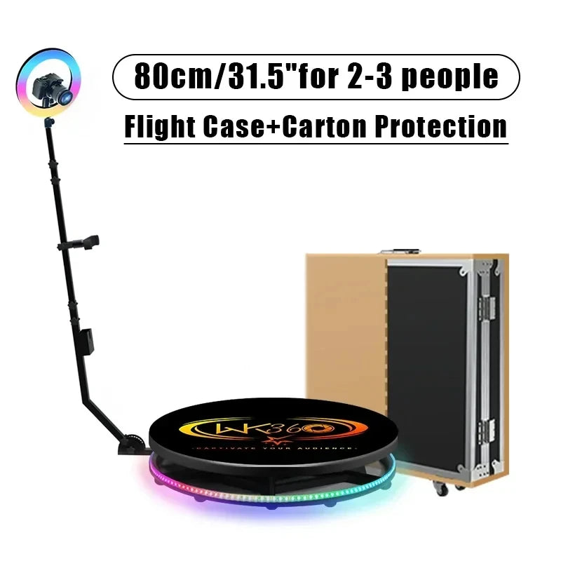 CHACKTOK 360 Photo Booth Machine for Parties 360 Spin Camera Booth with Extra Logo Customization Software APP Remote Automatic