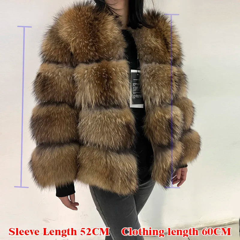 Plus Size Tops Brown Fur Maomaokong Obese Women's Outerwear Natural Raccoon Real Fur Coat Winter Jacket Female Clothing 4xl