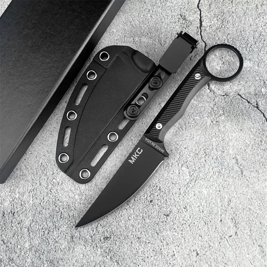 MKC Fixed Blade Knife Camping Outdoor Survival Straight Knife EDC Mountaineering Hiking Jungle Multi-purpose Tool with K Sheath
