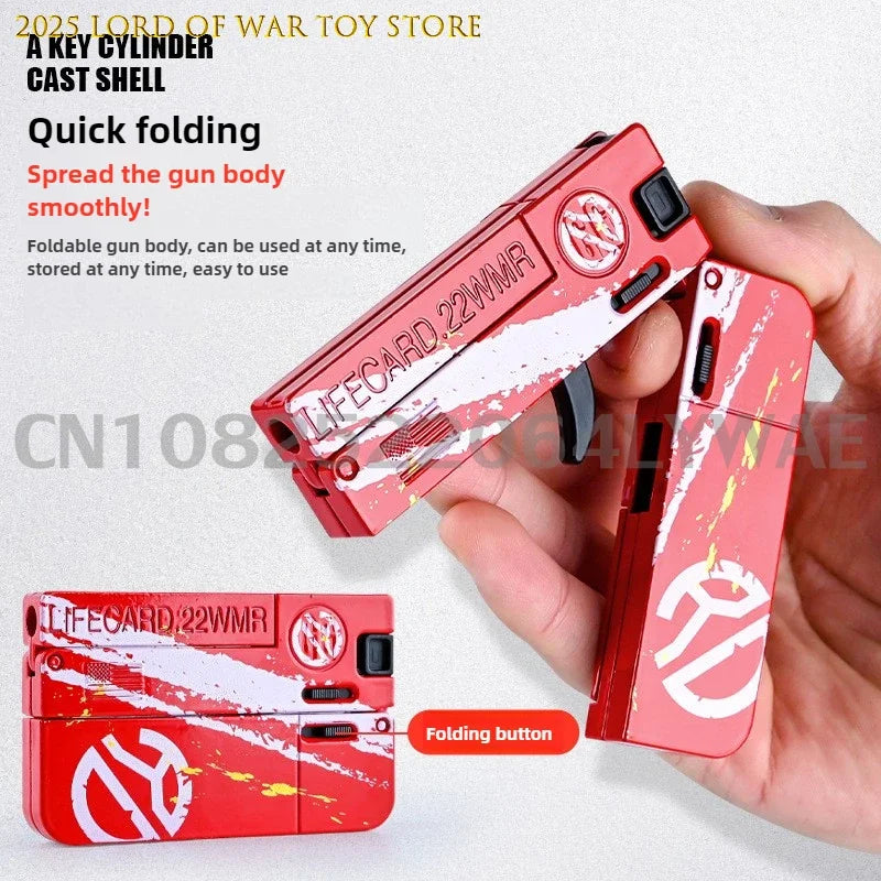 2.0 Upgraded Lifecard Alloy Folding Gun Toy Soft Bullet Blaster Shooting Model Pistol For Adults Kids Boys Christmas Gifts