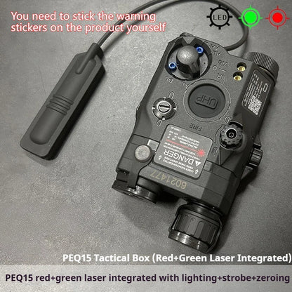 Tactical Airsoft PEQ-15 PEQ15 LA5C Red Dot Green Blue IR Fill Light Laser Indicator Weapon Scout Light LED Strobe Flashlight PEQ