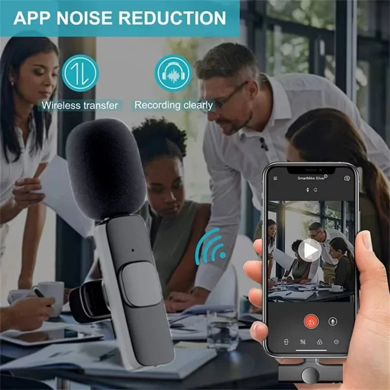 Lenovo New Wireless Lavalier Microphone Portable Audio Video Recording Mini Mic For Android IPhone Live Broadcast Gaming Phone