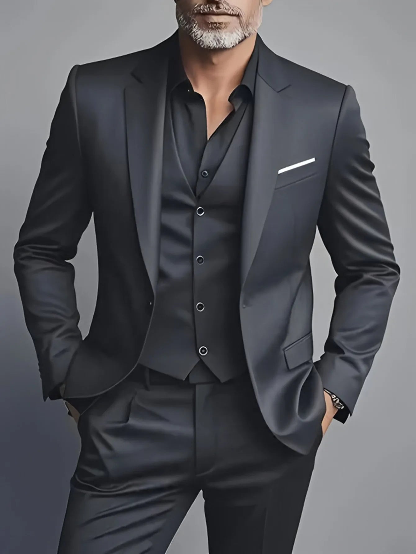 Elegant Men's Suit Sets- Slim Fit Tuxedo Set for Weddings & Formal Occasions, Black Suit