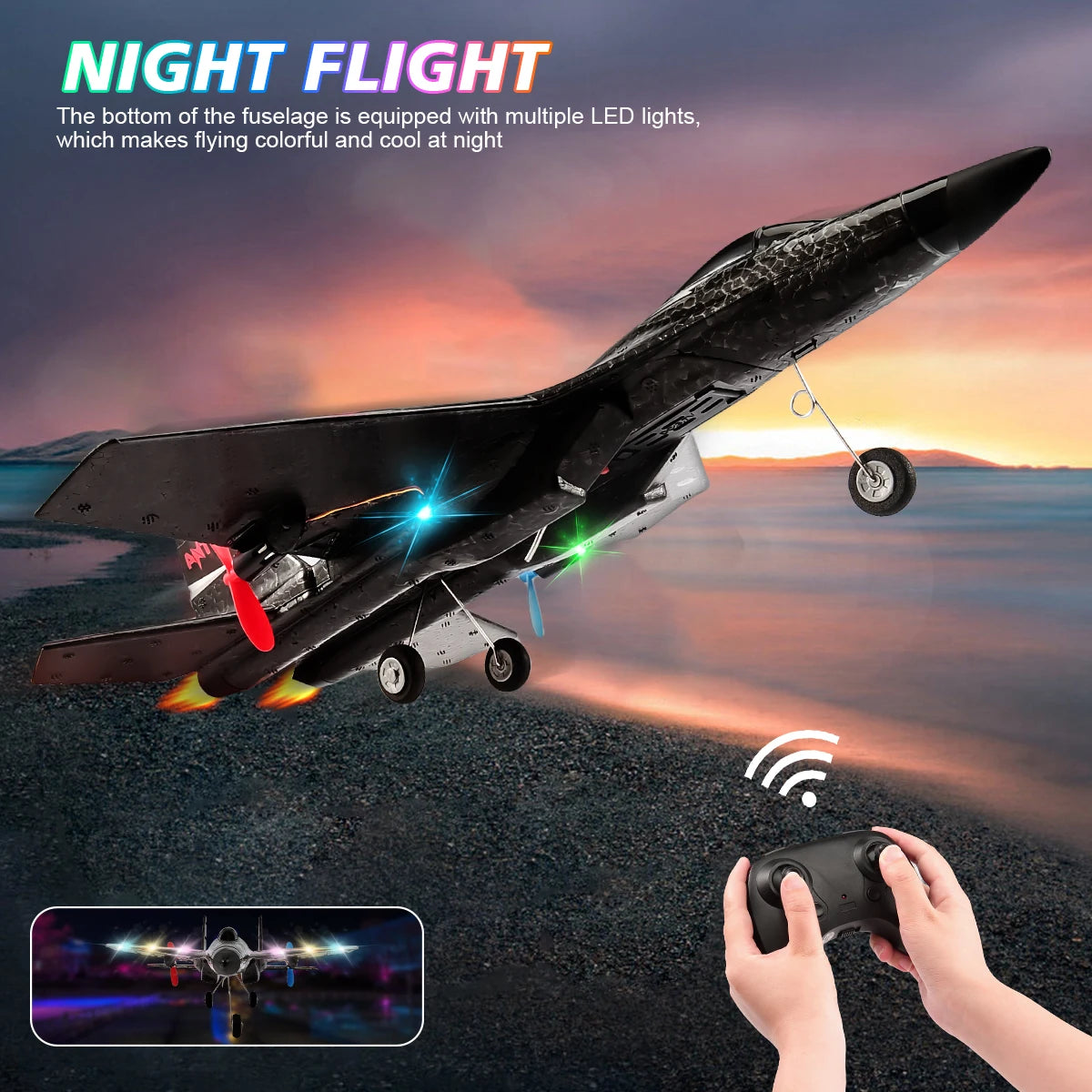 SU27 RC Plane 2.4G 2CH Remote Control Flying Glider With LED Lights EPP Foam Airplane Toys For Children Gifts