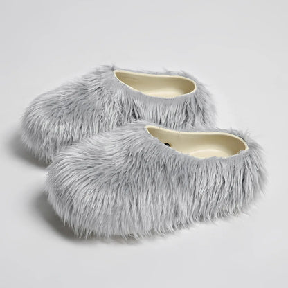 Modern Slippers Women's Faux Fur Adult Platform Mule Shoes Thick Sole Slides