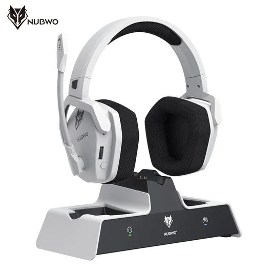 NUBWO G06 Wireless Headsets Gamer with Charging Station for Headset and PS5 Controller Gaming Headphones Long Battery Life
