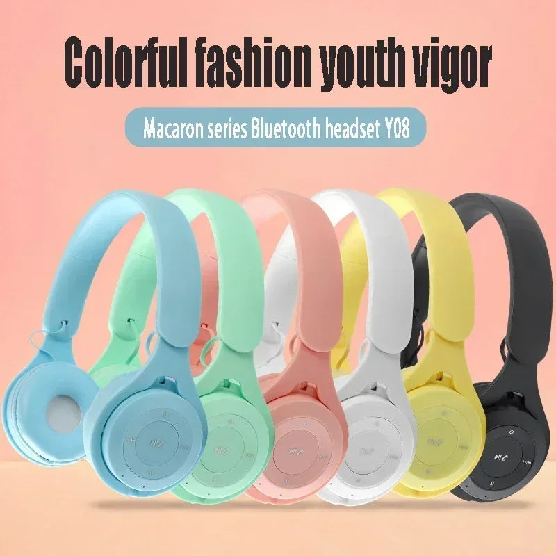 Bluetooth 5.0 Stereo Y08 Headset Headset Folding Wireless Sports Earphone Gaming Headsets Over-ear Headphones for Android ios
