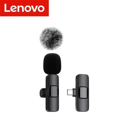 Lenovo New Wireless Lavalier Microphone Portable Audio Video Recording Mini Mic For Android IPhone Live Broadcast Gaming Phone
