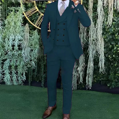 Men's slim-fit three-piece suit，Three-piece set of vest, blazer and trousers，Ideal for weddings, business and formal occasions