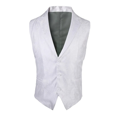 2025 New High-end Suit Collar Jacquard White Vest for Men, Black Sleeveless Waistcoat,navy Blue Billiards Uniform,magician Vests