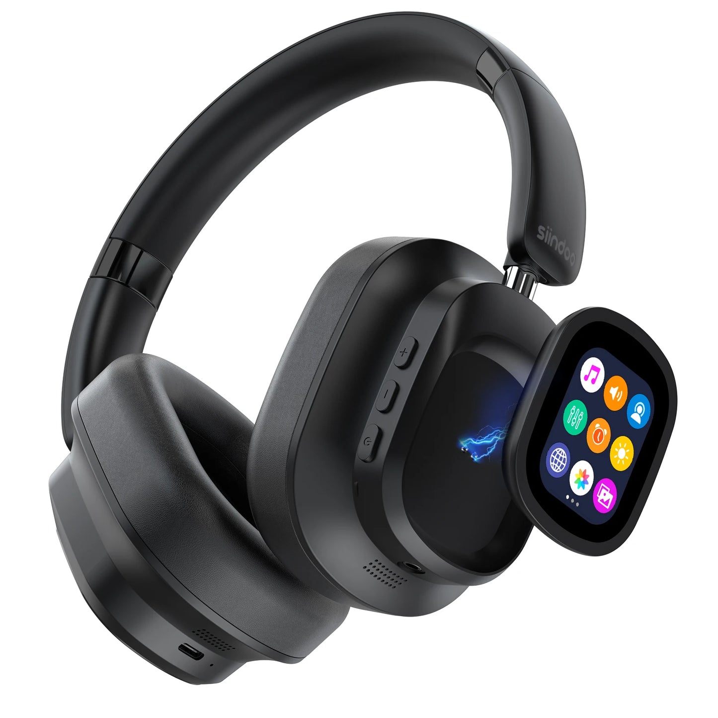 Siindoo JH-ANC930Plus Active Noise Cancelling Headphones, Hybrid Wireless Headphone With Multi Magnetic Touch Control LED Screen