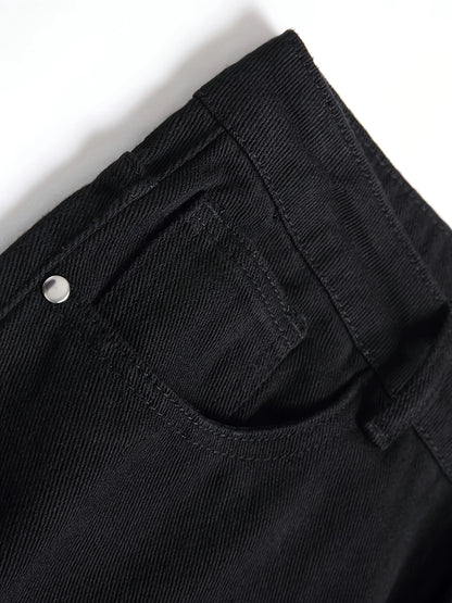 Men's slim fit perforated black denim pants