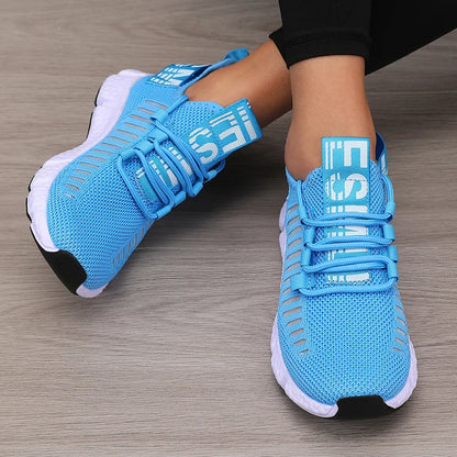 Women's Sports Shoes Mesh Lightweight Soft Sole Jogging Strap Breathable Fashion Sports Walking Casual Tennis Flat Shoes for Men