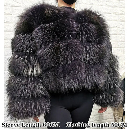 Plus Size Tops Brown Fur Maomaokong Obese Women's Outerwear Natural Raccoon Real Fur Coat Winter Jacket Female Clothing 4xl