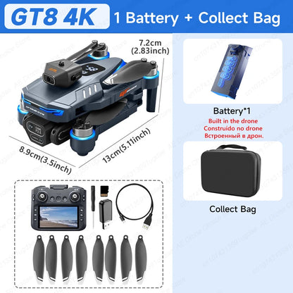 New GT8 Drone 8K Professional HD Dual Cameras Screen Remote 5G WIFI Brushless Motor Obstacle Avoidance Foldable Quadcopter Toys