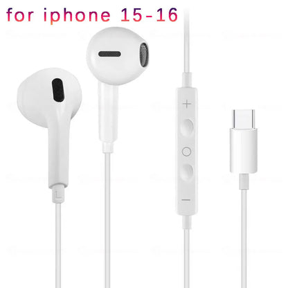 Wired Earphones Type c Earbuds for Apple Lightning Headphones with Line Iphone 5 6 8 7 Plus X XS MAX XR 10 11 12 13 14 Pro 15 16