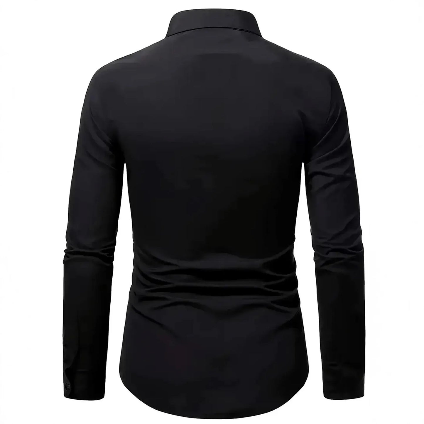 Men's Casual Long Sleeved Solid Color Loose Shirt in Autumn and Winter Slightly Elastic Can Be Worn on the Inside or Outside