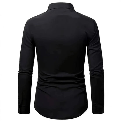 Men's Casual Long Sleeved Solid Color Loose Shirt in Autumn and Winter Slightly Elastic Can Be Worn on the Inside or Outside