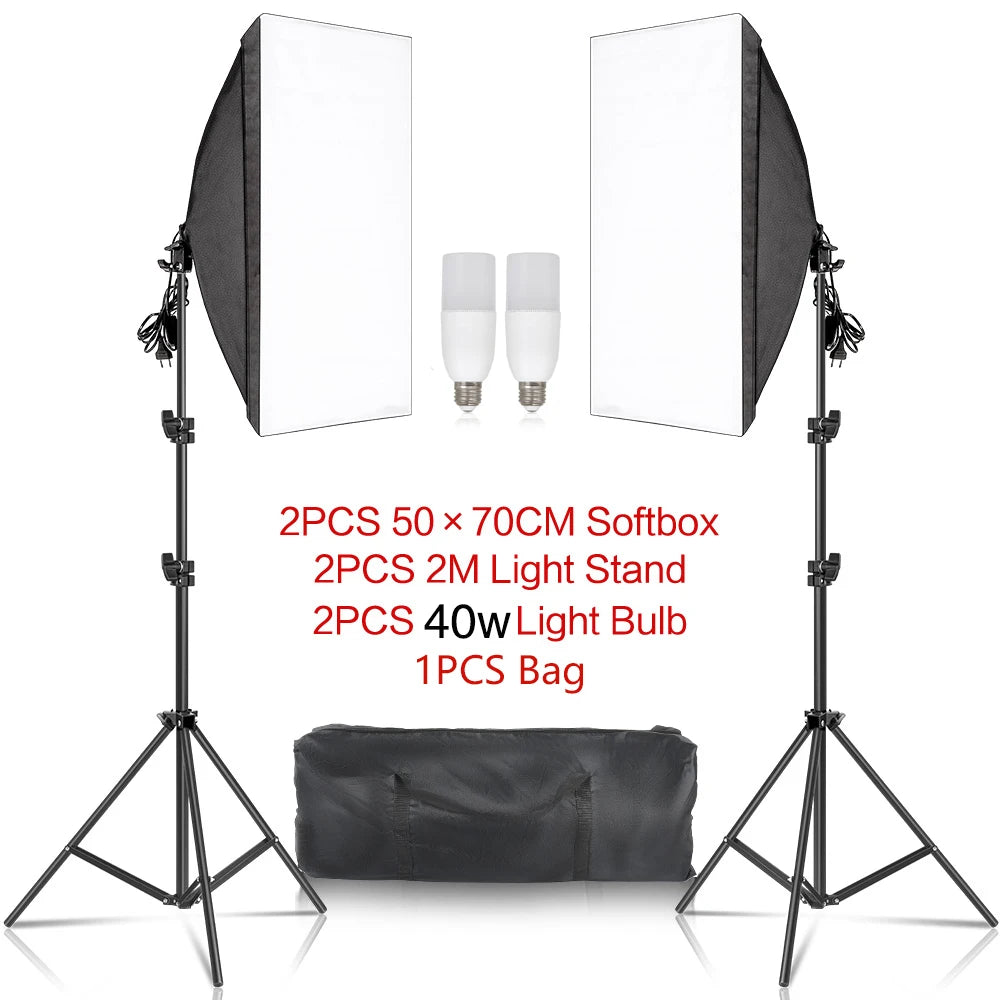Softbox Light Photography Kit Photo 2M Tripiod for Soft Box Disc Light Led 45W Photo Studio Stand Lighting Shooting Lamp Video