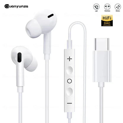Type c Wired Earphones Cable Earbuds for Apple Lightning Headphones for Iphone 5 6 8 7 Plus X XS MAX XR 10 11 12 13 14 Pro 15 16