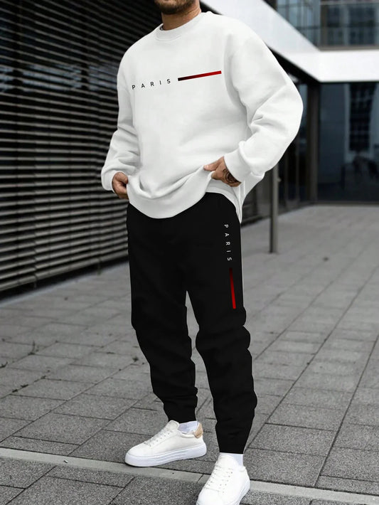 Mens Tracksuit Paris Printing Single Piece Sweatshirt Sweatpants Office Casual Sports Hoodie Pants Man Clothing Daily Streetwear