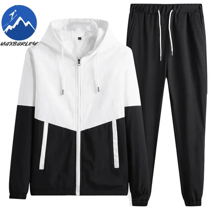 Spring Autumn Men Sportswear Suit Hooded Colorblock Casual Jacket + Pants Suit Man Teenager 2 Piece Jogger Sweatshirt Tracksuit