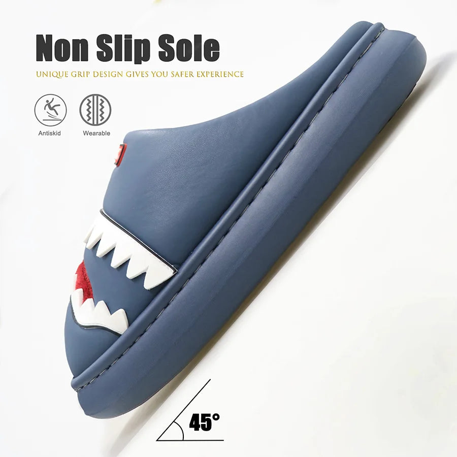 Pmoiste Cute Slippers For Men Embroider Cushion Platform House Shoes Durable Comfortable Warm Living Room Slip-on Winter Indoor